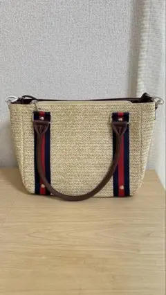 【お値下げ】かごバッグ ストライプデザイン