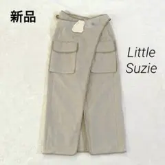 新品　リトルスージー　レザーパイピングサロンスカート　リネン