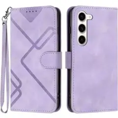 ケース GalaxyS23 手帳型 カード収納 ワイヤレス充電 滑り防止 紫