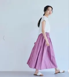 【新品】麻のしわスカート