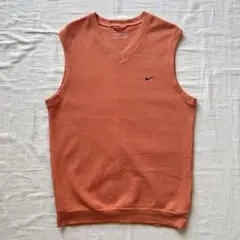 〜00s OLD NIKE ワンポイントロゴ刺繍 コットンベスト オレンジ XL