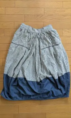 週末値下げ！millmill バルーンスカート 美品　ストライプ 　ナチュラル
