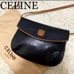 【美品】CELINE トリオンフ オールレザー ショルダーバッグ ブラック