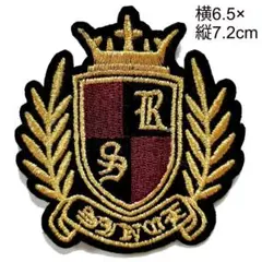 王冠 エンブレム 紋章 アメカジ 金色の刺繍 アイロン ワッペン 1枚