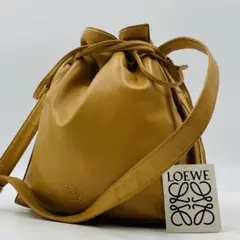 美品✨ロエベ フラメンコ アナグラム ショルダーバッグ 巾着 ブラウン ナパ