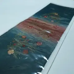 正絹 刺しゅう衿 納戸色 未使用
