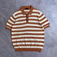 roberto collina〈半袖ボーダーニットポロ 高品質 イタリア製〉
