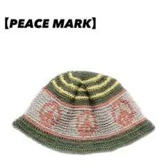 クラッシャーハット　帽子　バケットハット　crochet hat ピースマーク