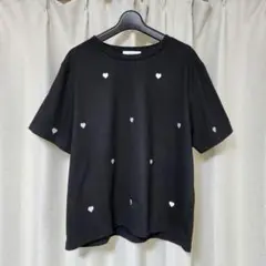 ROSIEE ハート刺繍Tシャツ ブラック黒 ロージー 2025ss 黒トップス
