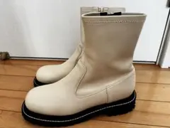 オリエンタルトラフィック　クリーム色ジップアップブーツ　LLサイズ　25.5