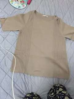 GU ベージュ リブ編み 半袖 トップス XXL