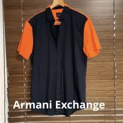 Armani Exchange 半袖シャツ M オレンジ/黒