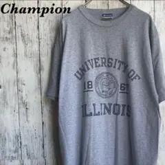 【USED】Champion チャンピオン　Tシャツ プリント　グレー　M