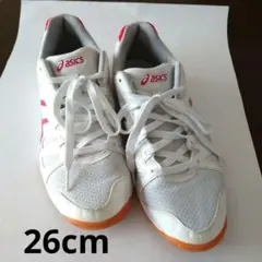ASICS スポーツシューズ ホワイト/レッド26cm