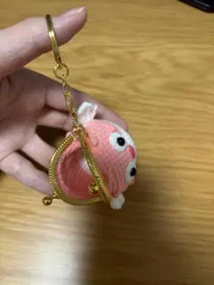 可愛い編みぐるみがま口フグちゃんキーホルダー
