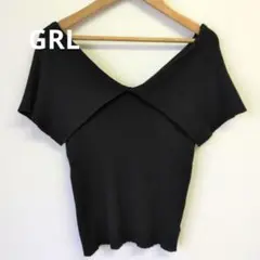 【美品】h3 GRLグレイル　オフショルダー半袖カットソー　黒　シンプル　М