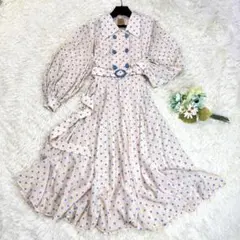 tnewties セットアップ　水玉　ブルー　フレアスカート