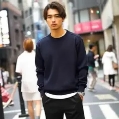セール品 M.M.Cb ネイビー クルーネック ニットセーター F ヴィンテージ