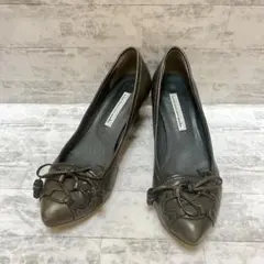 【良品】RABOKIGOSHI 23.5㎝ タッセル パンプス カーキ