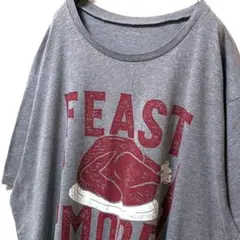オールドネイビーフィーストモードターキーデカロゴTシャツグレー灰色2XL古着
