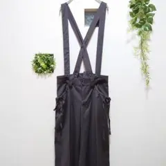 f6-37【超美品】iiMK サスペンダー付ワイドパンツ サロペット風パンツ