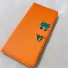 Google Pixel6用　手帳型カバーケース　スタンドカード収納　オレンジ