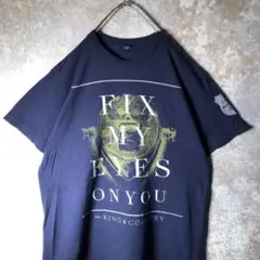 【ヴィンテージ】アートプリントTシャツ　半袖　ネイビー　古着　ZSM3
