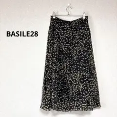 BASILE28 レディース　ロング　フレア　スカート　ブラック　総柄　春夏