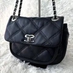 SAVOY サボイ　キルティング　チェーンショルダーバッグ　黒 金具