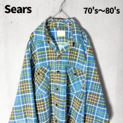 〈レア〉シアーズ◇70s~80s プリントネルシャツ ストア系 ヴィンテージ