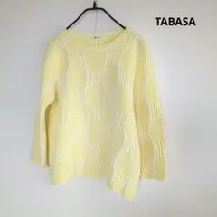 TABASA タバサ　イエローニット 五分袖　ブロック柄