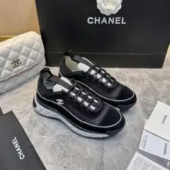 CHANELシャネルブラックスニーカ38