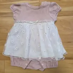 フラワー刺繍付きロンパース 70