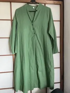 緑のシャツワンピース 長袖L 未使用
