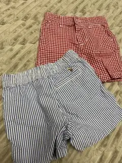 赤と青のストライプ 半ズボン 2枚セット