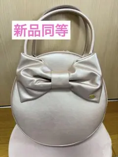 【最終値下げ】【新品未使用】ルルゲッタ★丸型リボンバッグ　シャンパンローズ