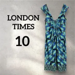 ♣️LONDON TIMES 【10】ノースリーブワンピース ブルー系