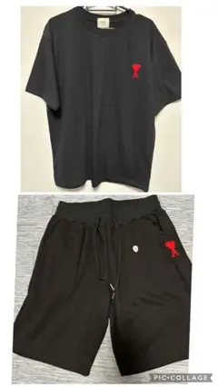 黒 Tシャツ & ショートパンツ セットパロディ　MorL