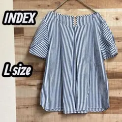 【美品】ワールド INDEX パフスリーブ袖ブラウス 半袖 カツトソー L