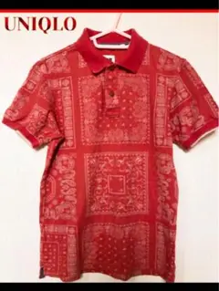 美品★UNIQLO バンダナ柄 ポロシャツ レッド