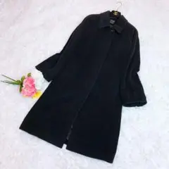 極美品✨オンワード樫山 アンゴラ混 ロングコート 黒 40 大きいサイズ