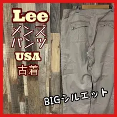 リー 2XL グレー系 メンズ カーゴ ワーク パンツ USA古着 90s