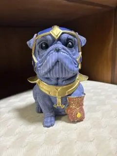 紫色のパグ フィギュア 貯金箱