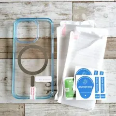 ⭐匿名配送⭐iPhone14Proクリアブルーケースフィルム2枚セット☆