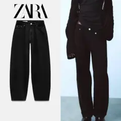 ZARA TRF BALLOON ミッドライズ デニムパンツ 32