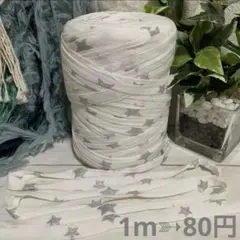 5m❣️⚜️切り売り⚜️ シルバーラメ スター ホワイト ✩.*˚