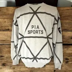 PIA SPORTS ブラウンとベージュ　幾何学的デザイン　ウール　ニット