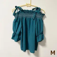 【未使用】オフショルダー チュニック Mサイズ　グリーン