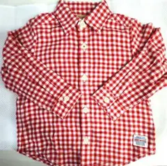 [新品]ミキハウス 赤・白チェック 長袖シャツ 90