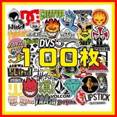 スケボー シール ロゴ 防水 黒 ステッカー ストリート系 ヘルメット100枚